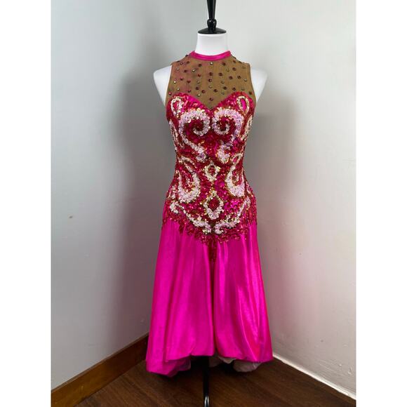 Vintage Broadway Theater 1920s Showgirl Burlesque Performer Hot Pink Dress Shawl - Picture 6 of 16